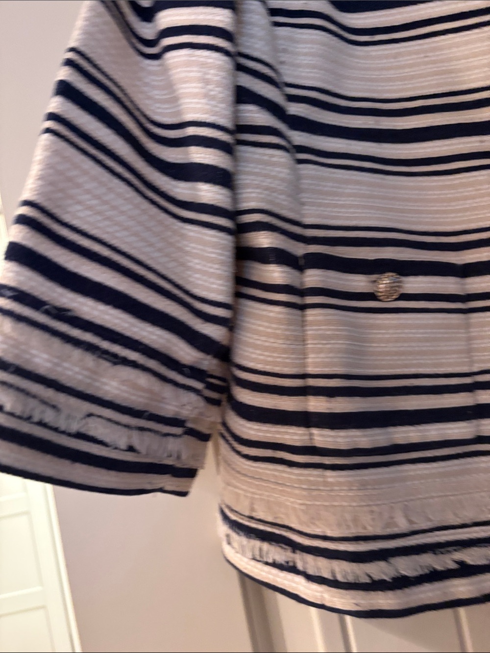 Karl Lagerfeld Navy and White Striped Tweed Blazer - Picture 7 of 7